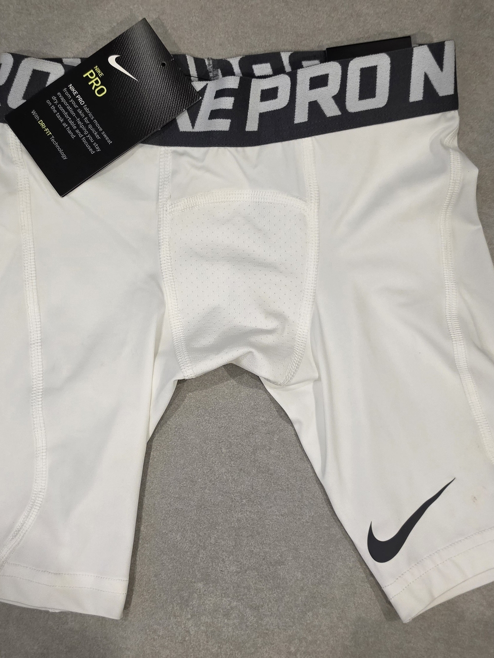 Nike Pro Boys White Compression Shorts with Black Swoosh